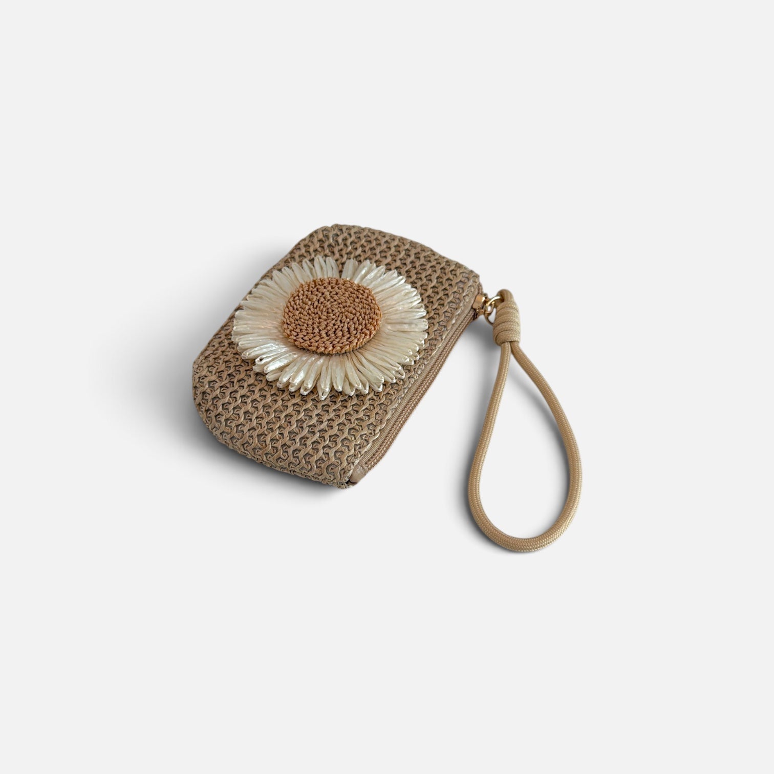 Boho Daisy Knit Shawl & Straw Sun Hat Set