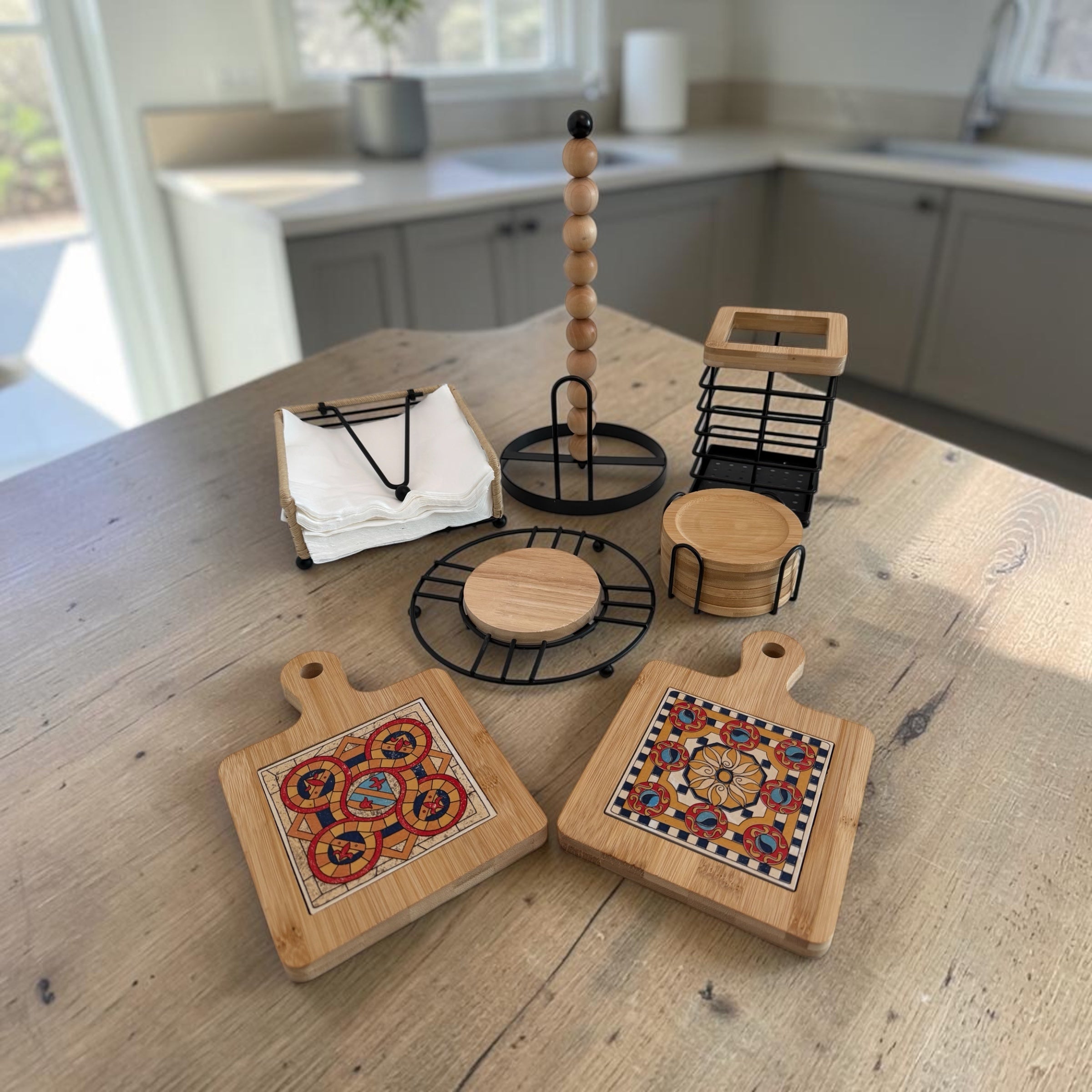 Bamboo & Mosaic Kitchen Essentials Set