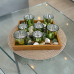 Zen Garden Candle Holder Set with Woven Base