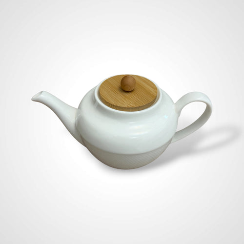 Bamboo & White Ceramic Tea Set – Complete Serving Collection