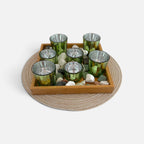Zen Garden Candle Holder Set with Woven Base