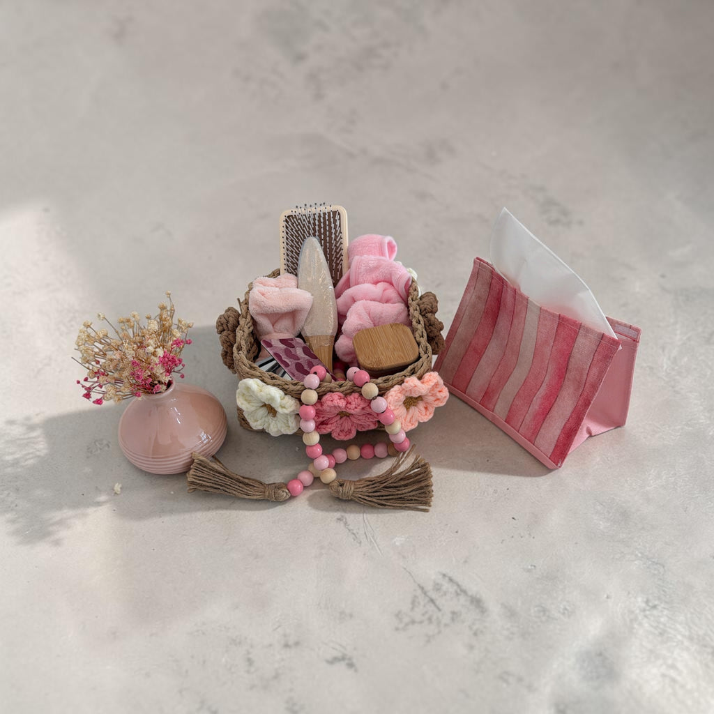 Blossom & Bloom Pink Self-Care Gift Basket Set