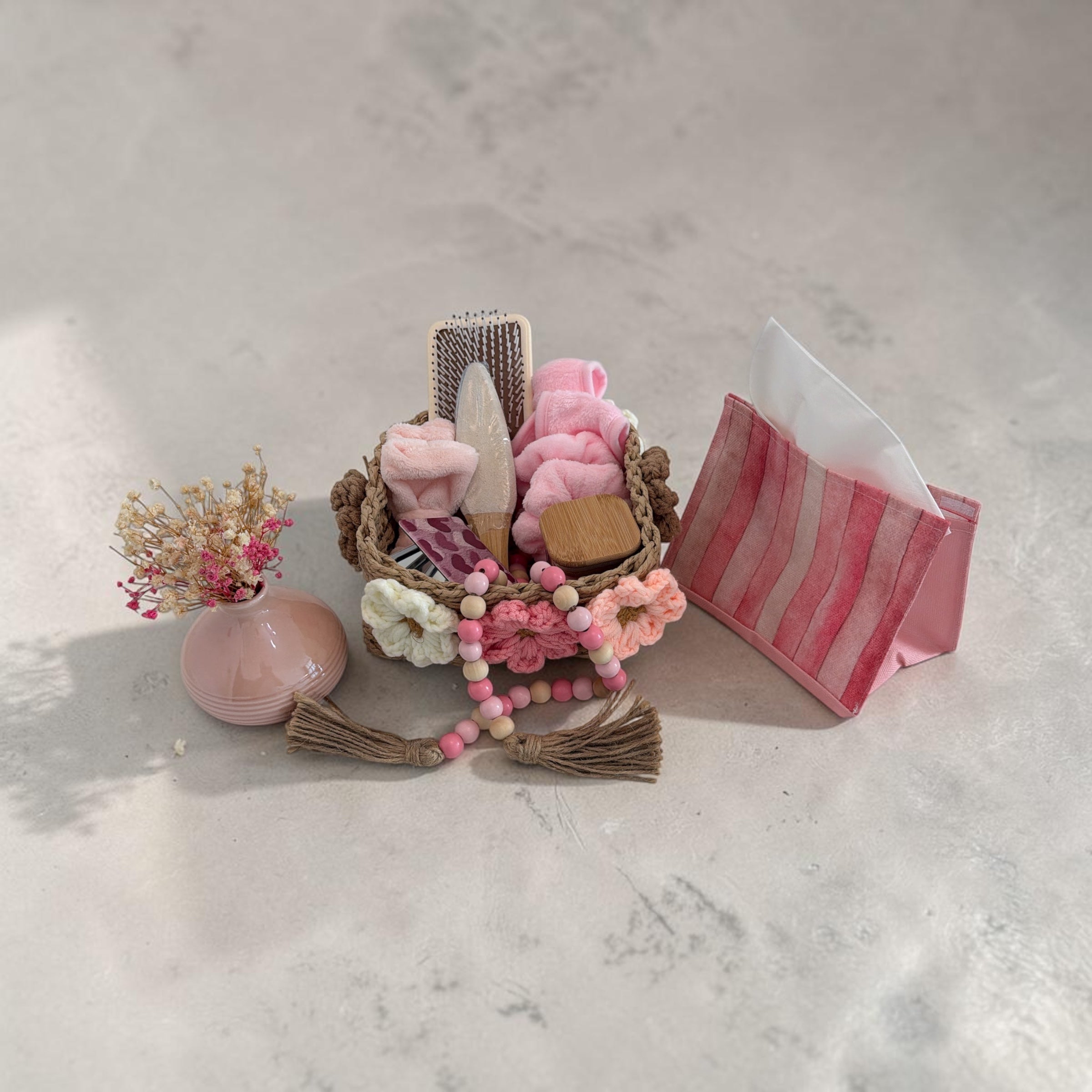 Blossom & Bloom Pink Self-Care Gift Basket Set
