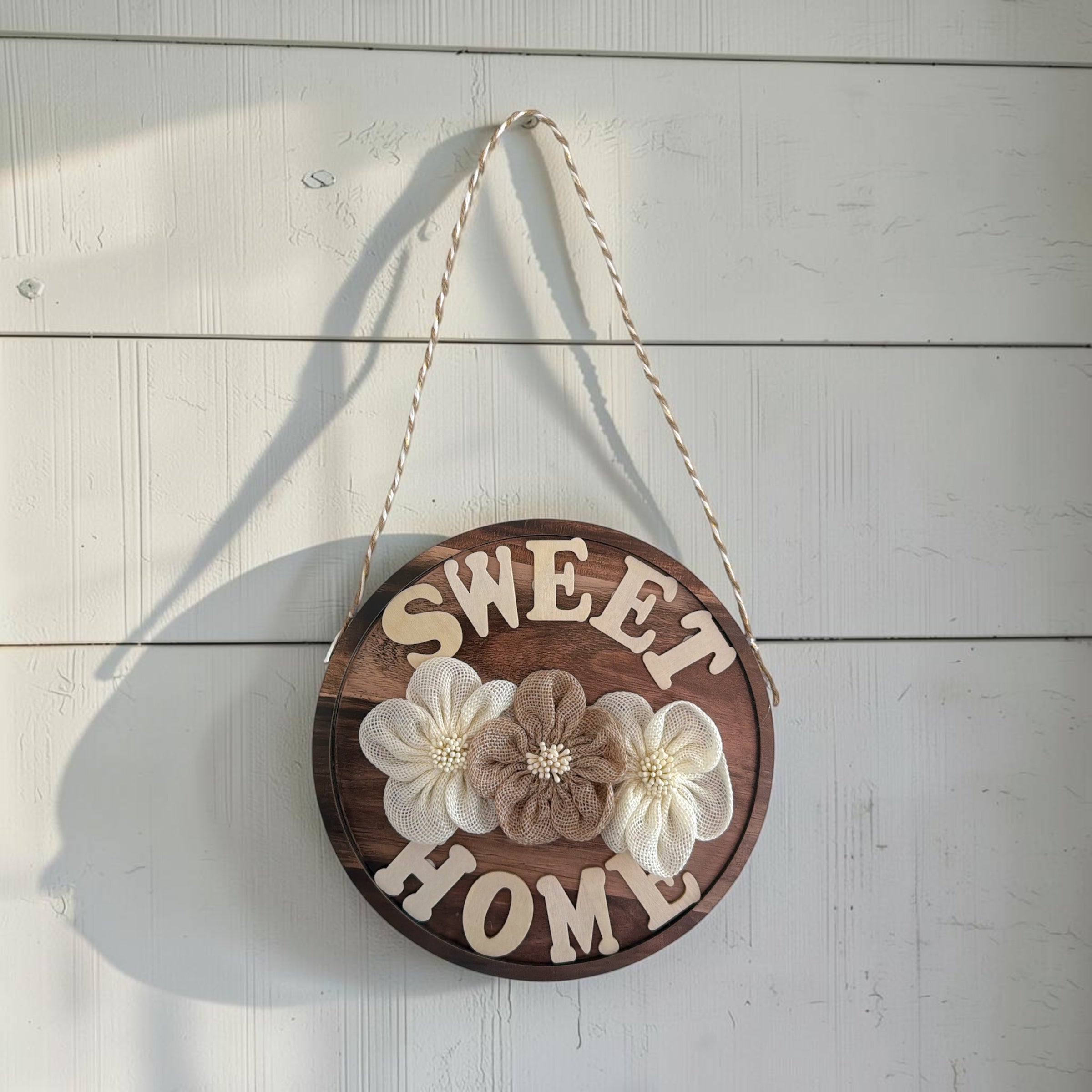 Rustic Sweet Home Wooden Door Sign