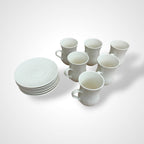 Bamboo & White Ceramic Tea Set – Complete Serving Collection