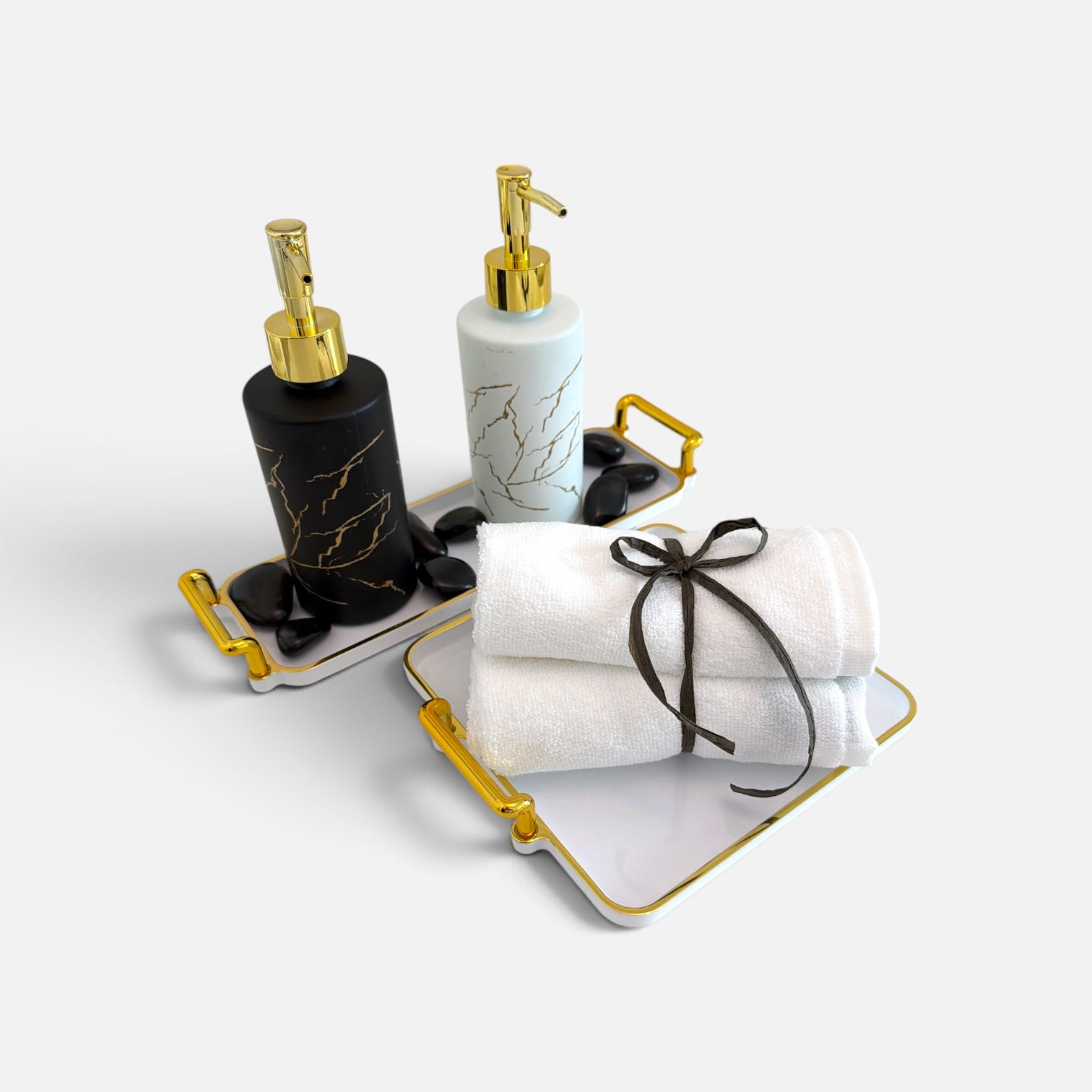 Marble & Gold Luxury Bathroom Accessory Set