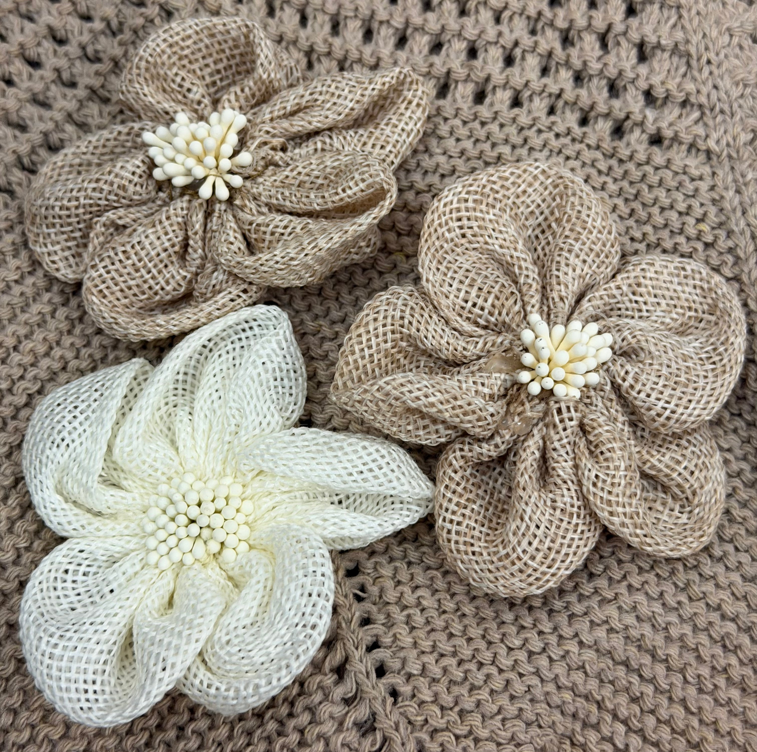 Blossom Knit Tote — Beige Crochet Flower Bag