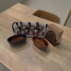 Tea Glass Serving Set with Wooden Accessories