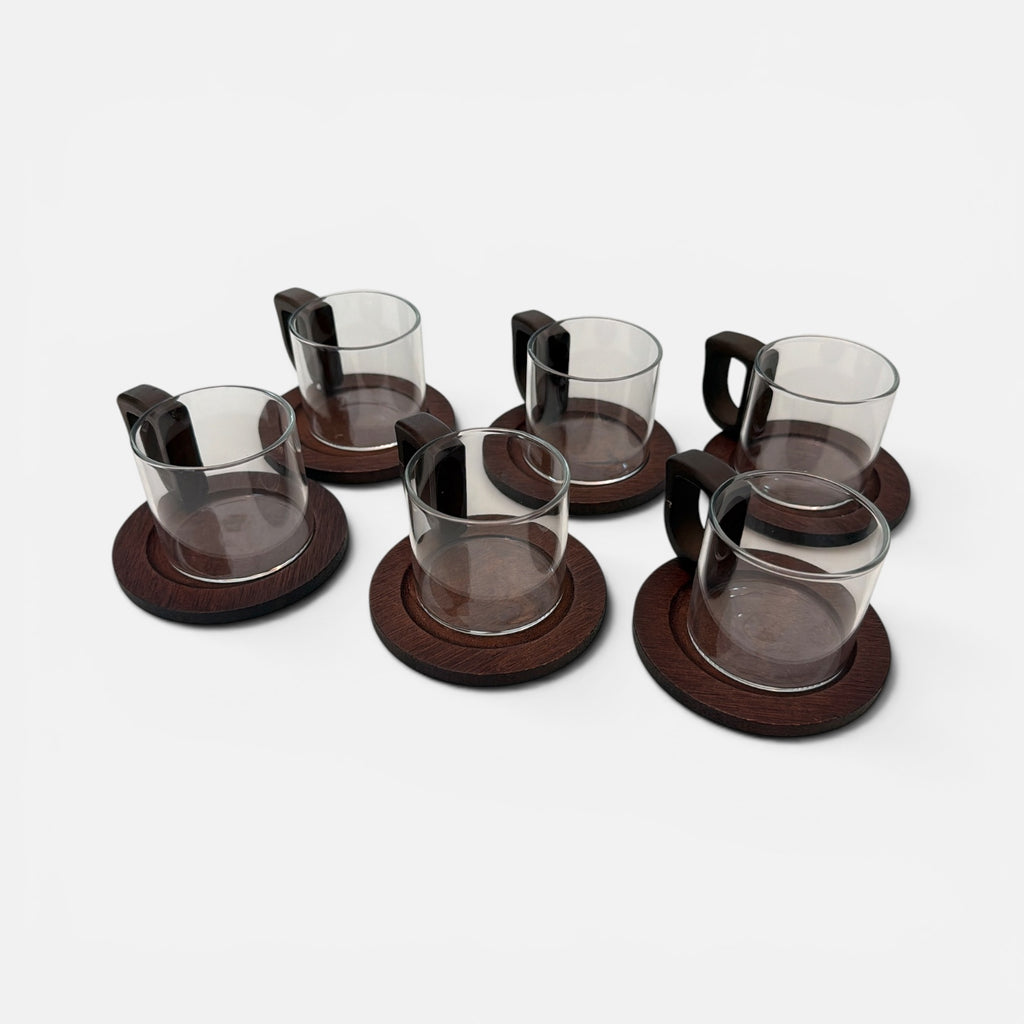 Tea Glass Serving Set with Wooden Accessories