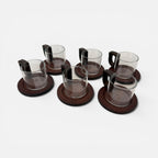 Tea Glass Serving Set with Wooden Accessories