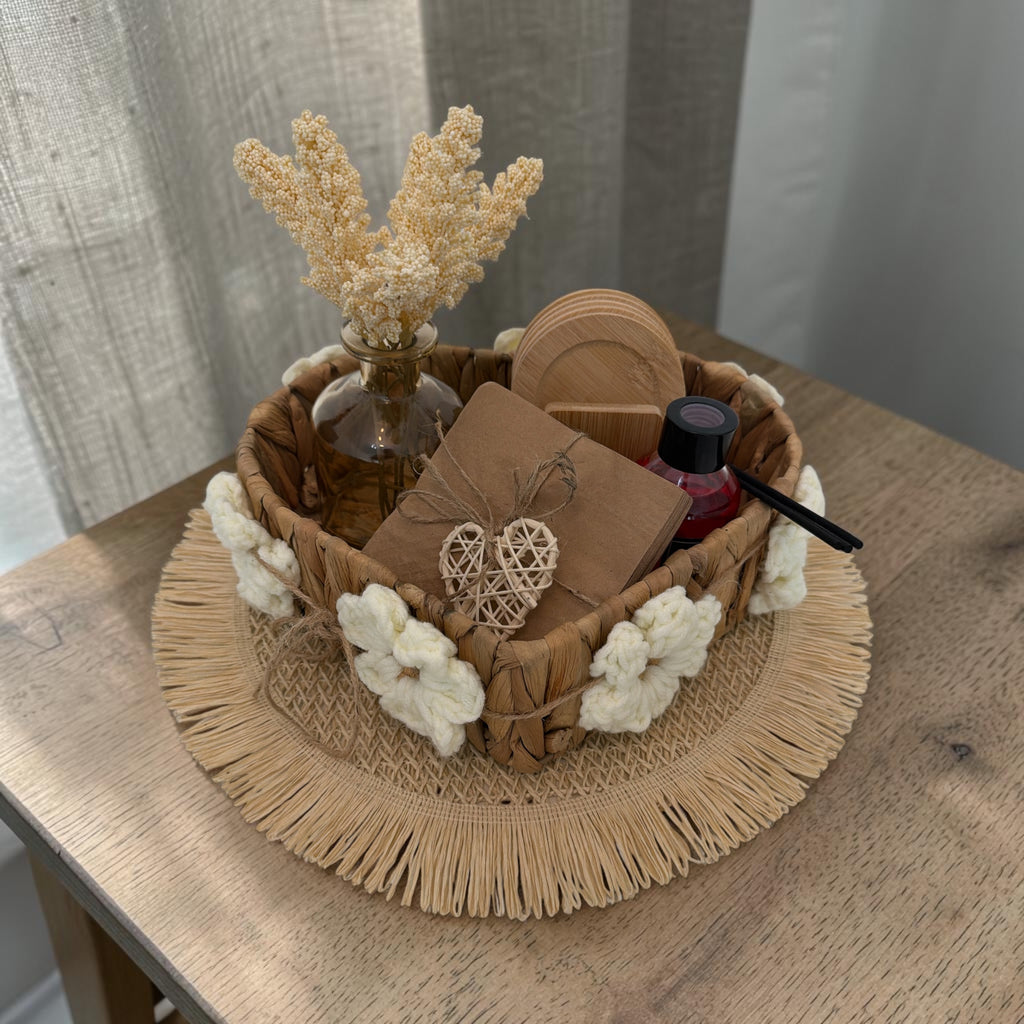 Rustic Bloom Gift Basket – Cozy Home & Self-Care Hamper
