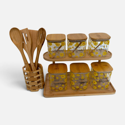 Bamboo Storage Set with Bonus Utensil Holder