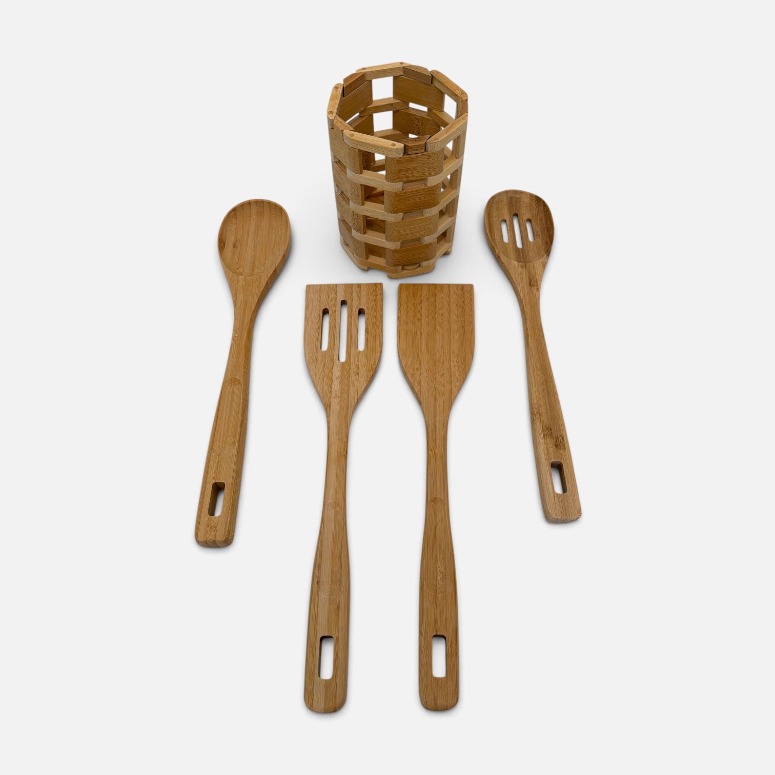 Bamboo Storage Set with Bonus Utensil Holder