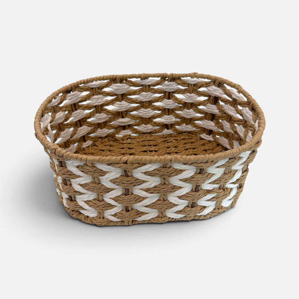 Boho Rattan Sunburst Mirror & Woven Basket Set