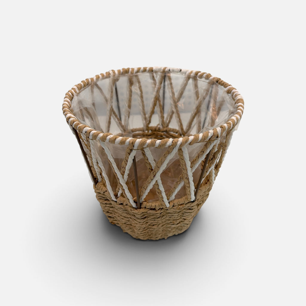 Boho Rattan Sunburst Mirror & Woven Basket Set