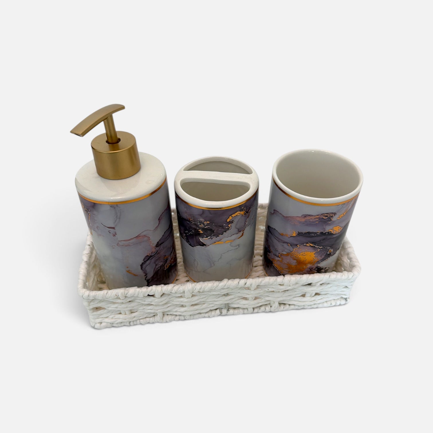 Luxe Marble & Gold Bathroom Essentials Set