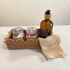 Woven Rattan Bathroom Organizer Set