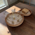 Woven Rattan Serving Tray Set