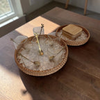Woven Rattan Serving Tray Set