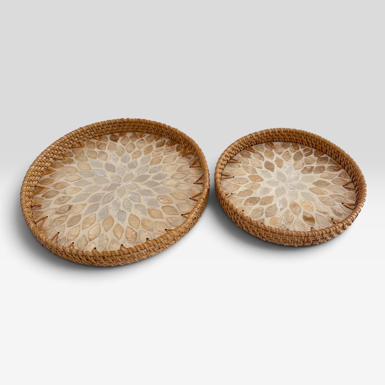 Woven Rattan Serving Tray Set