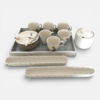 Elegant Marble & Floral Tea Set Collection